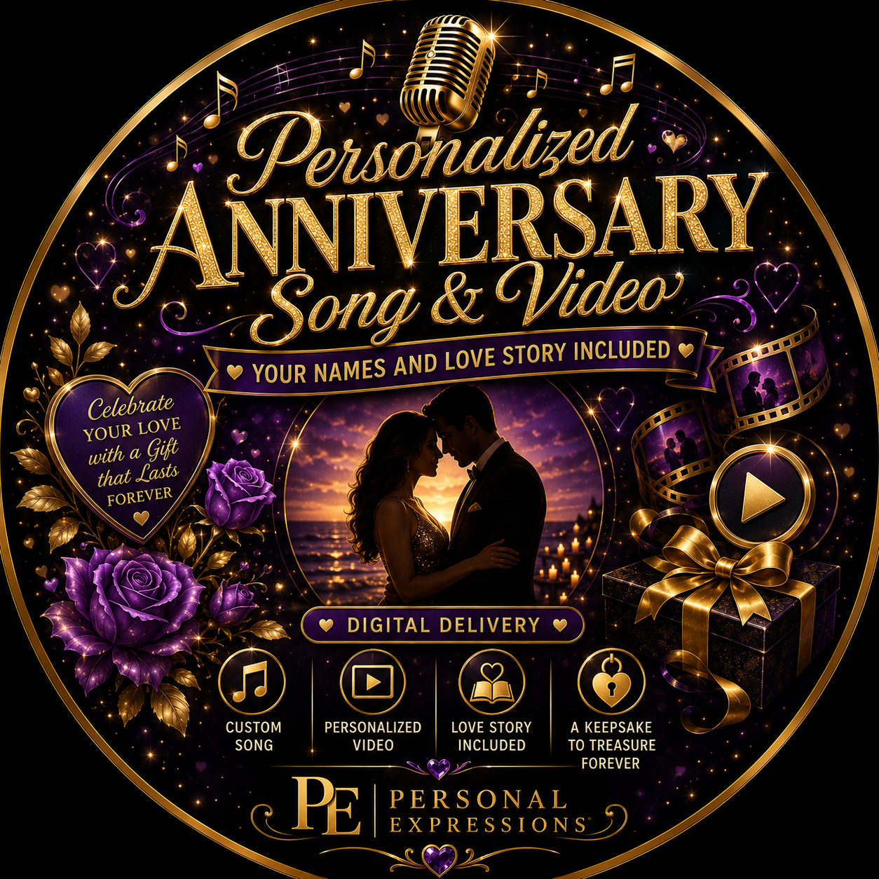 Personalized Anniversary Song & Video – Your Names and Love Story Included – Digital Delivery