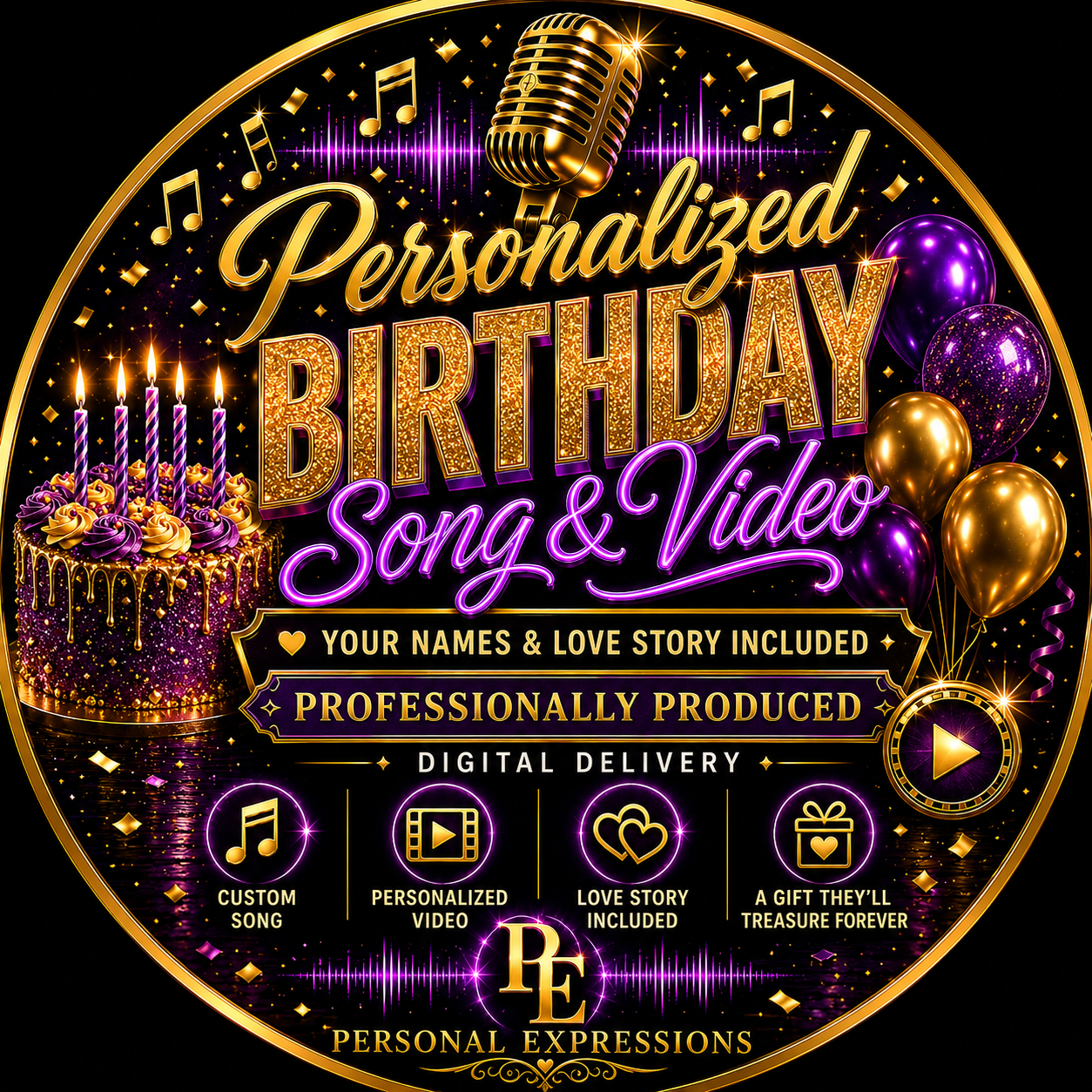 Personalized Birthday Song & Video – Your Names and Love Story Included – Digital Delivery