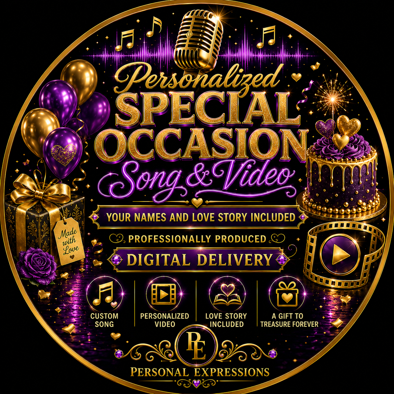 Personalized Special Occasion Song & Video – Your Names and Love Story Included – Digital Delivery