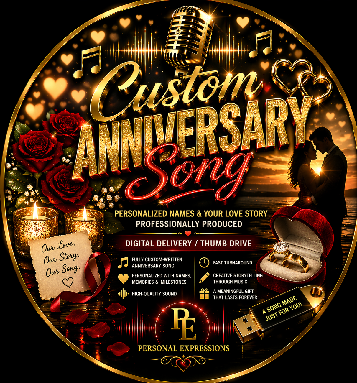 Anniversary Song – Personalized Names & Love Story – Digital Delivery